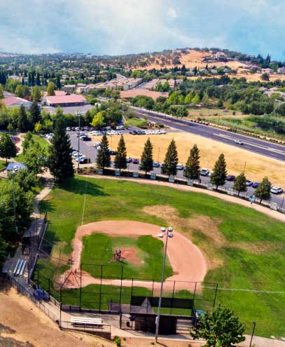 Birdseye view of a baseball field