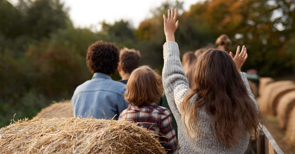 group of kids on a hayride