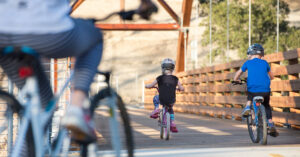 kids cycling on johnny cash trail